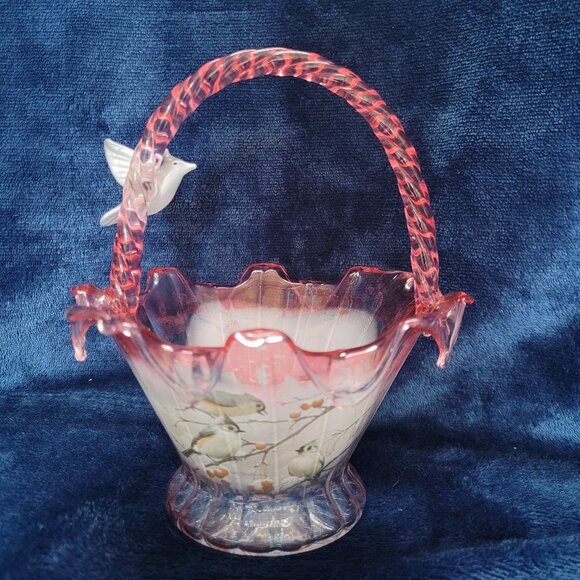 Hand-Blown Art Glass Basket - Picture 3 of 6